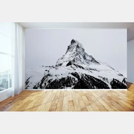 Fototapete einsamer schneebedeckter berggipfel – Pixers®