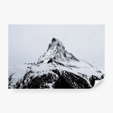 Fototapete einsamer schneebedeckter berggipfel – Pixers®