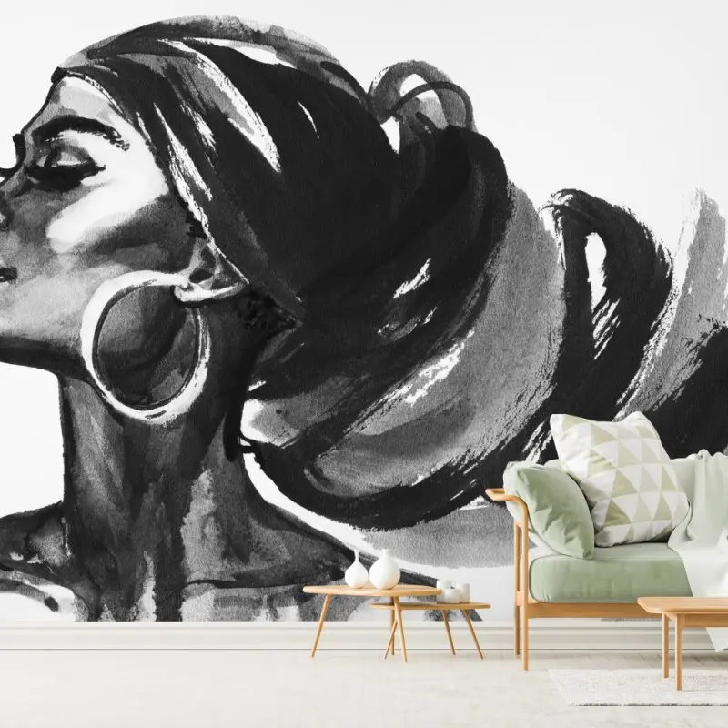 Fototapete elegantes aquarellporträt einer frau