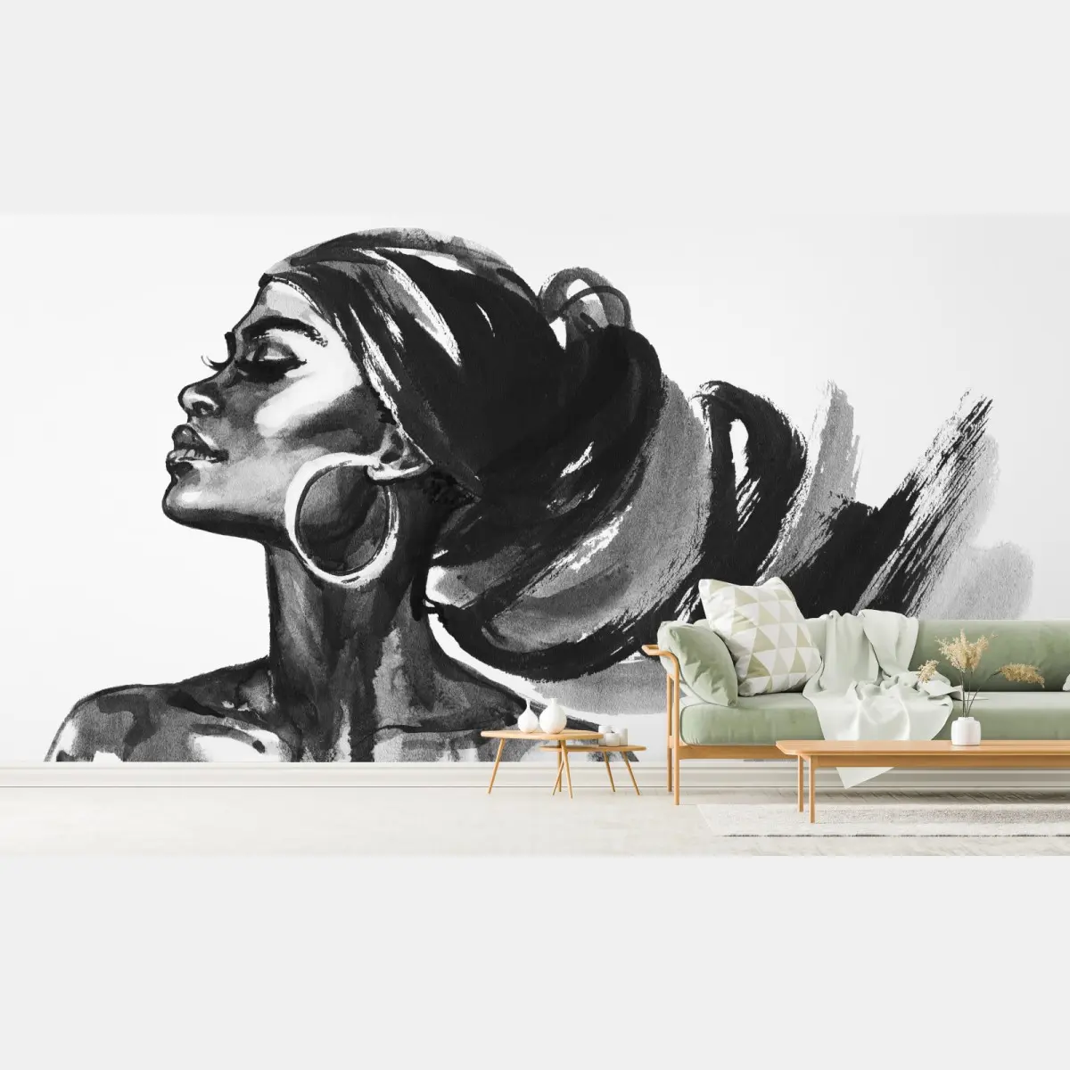 Fototapete elegantes aquarellporträt einer frau – Pixers®