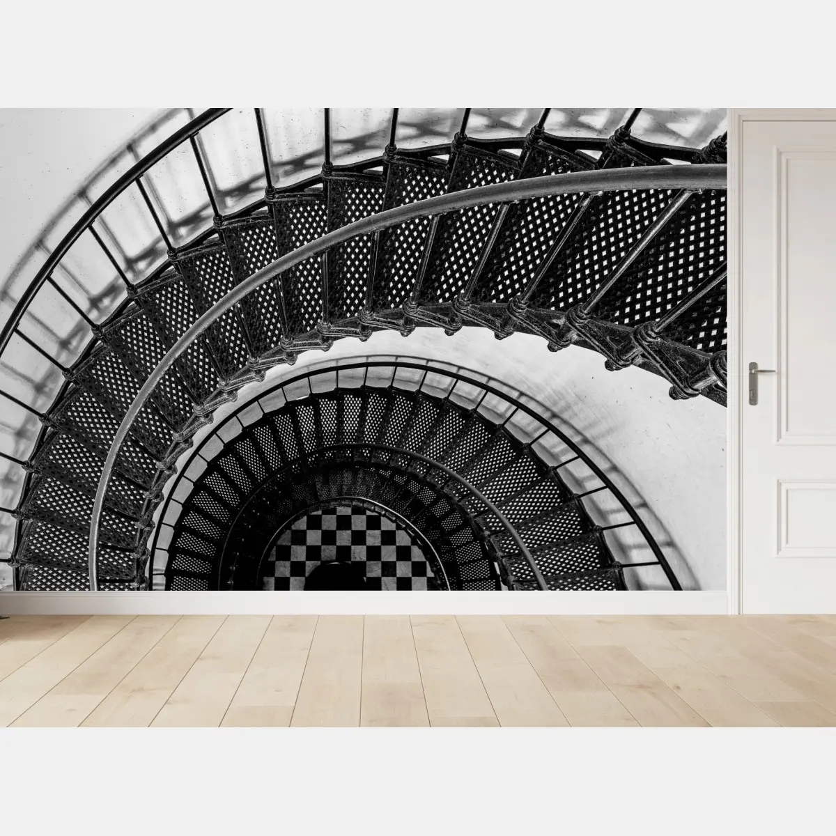 Fototapete wendeltreppe in schwarzweiß – Pixers®