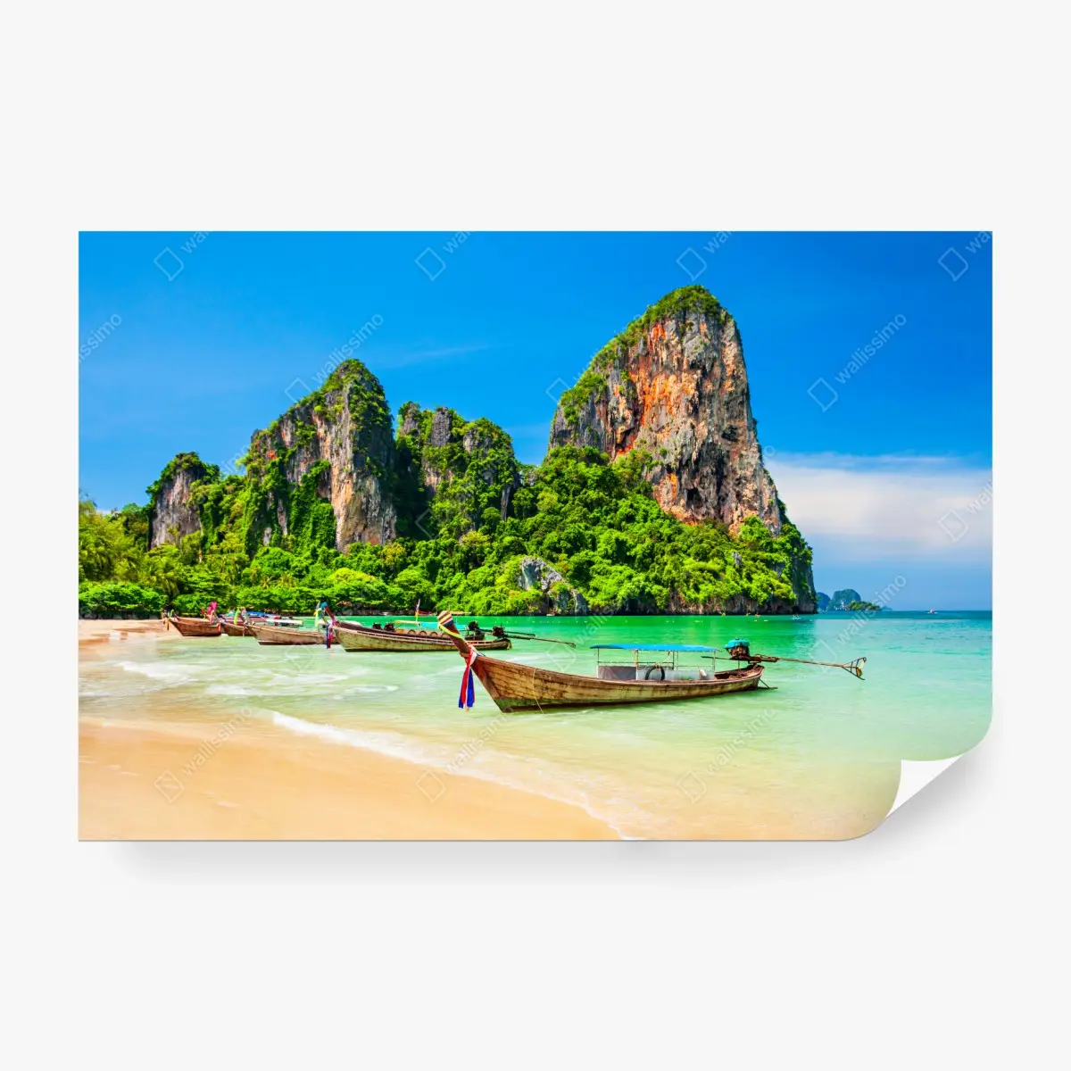 Fototapete longtail-boote an einem tropischen strand, Thailand – Pixers®