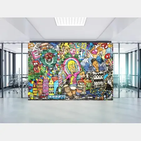 Fototapete farbenfrohes graffiti-wandbild – Pixers®