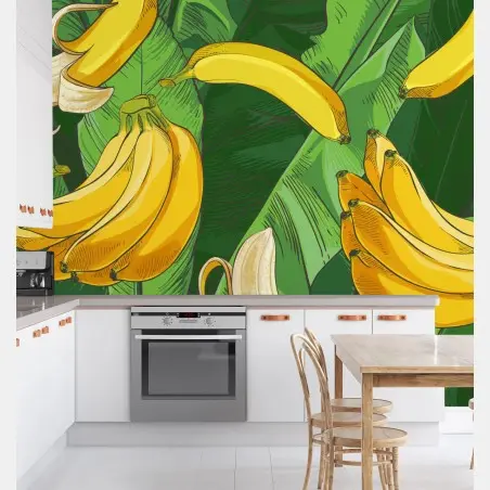 Fototapete tropisches bananenmuster mit bananenblättern – Pixers®