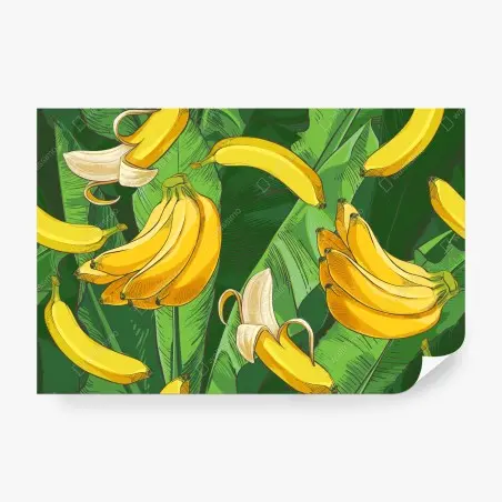 Fototapete tropisches bananenmuster mit bananenblättern – Pixers®