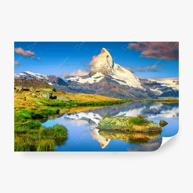 Fototapete majestätisches Matterhorn gespiegelt im alpensee