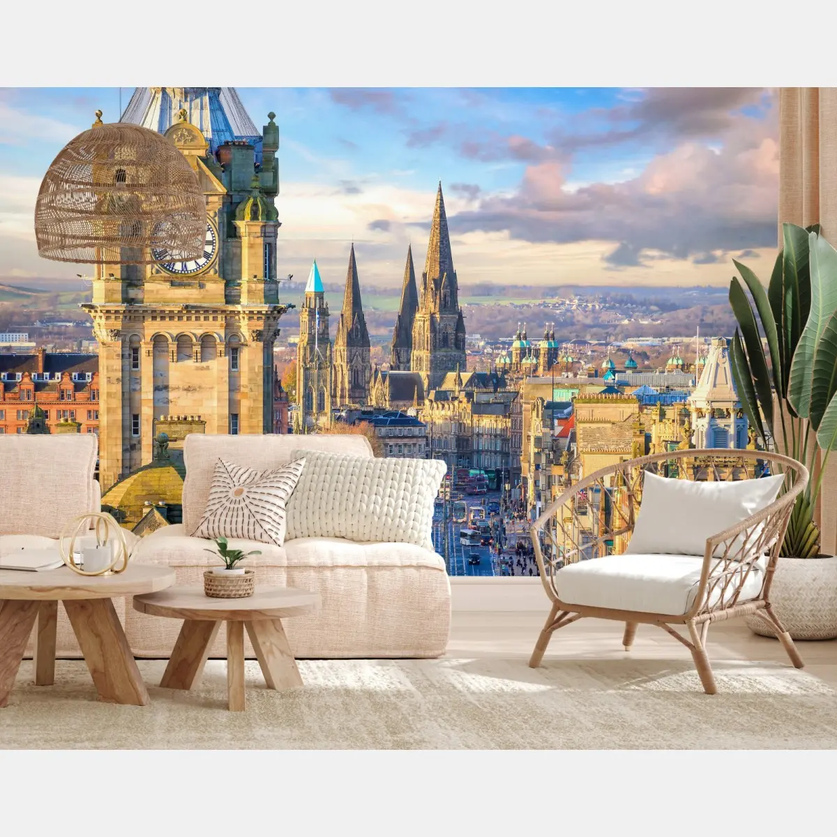 Fototapete Edinburgh skyline mit schloss und uhrturm – Pixers®
