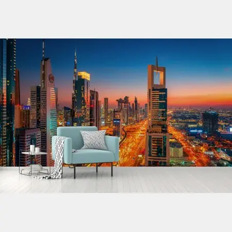 Fototapete Dubai skyline bei dämmerung – Pixers®