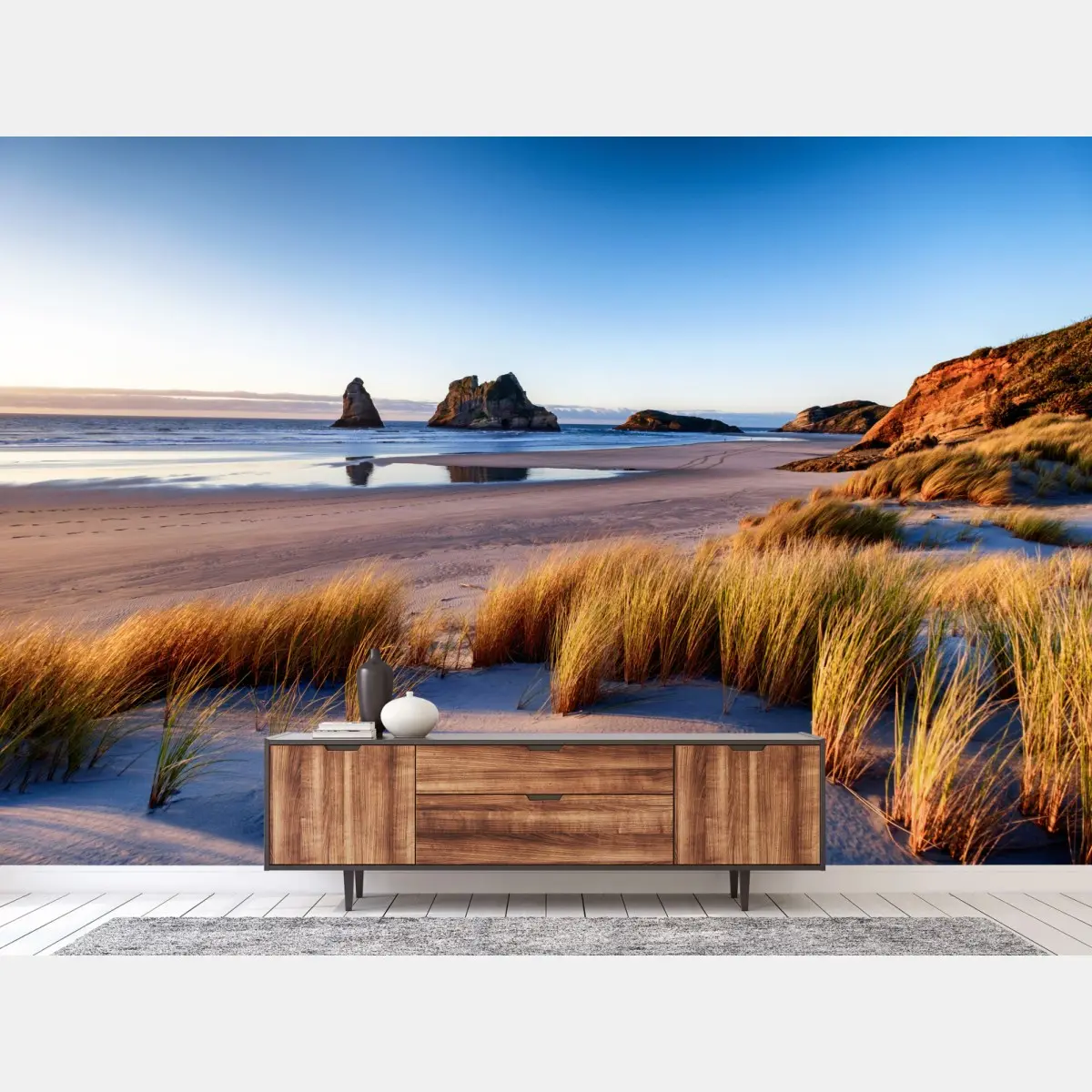 Fototapete Wharariki Beach friedliche küstenlandschaft im morgenlicht – Pixers®