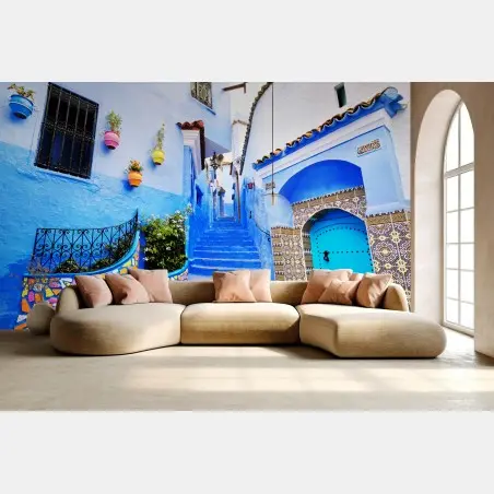 Fototapete blaue gasse in Chefchaouen – Pixers®