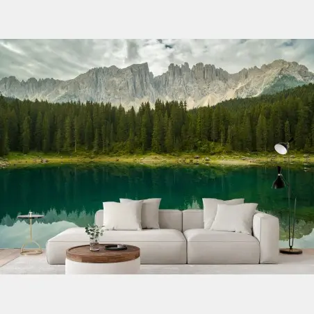 Fototapete ruhige spiegelung am Lago di Carezza, Dolomiten – Pixers®