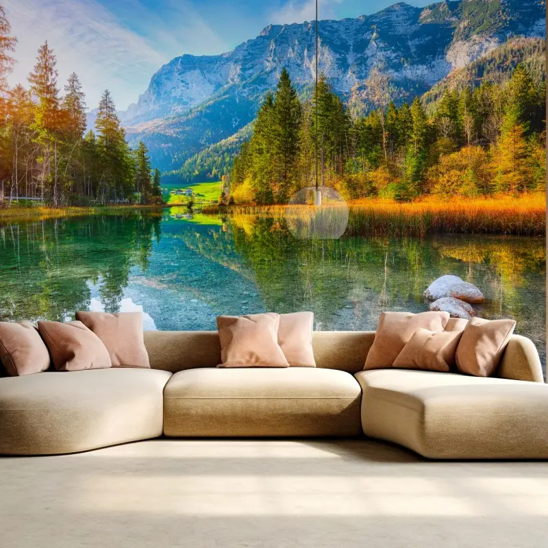 Fototapete Hintersee herbstliche see- und bergspiegelung