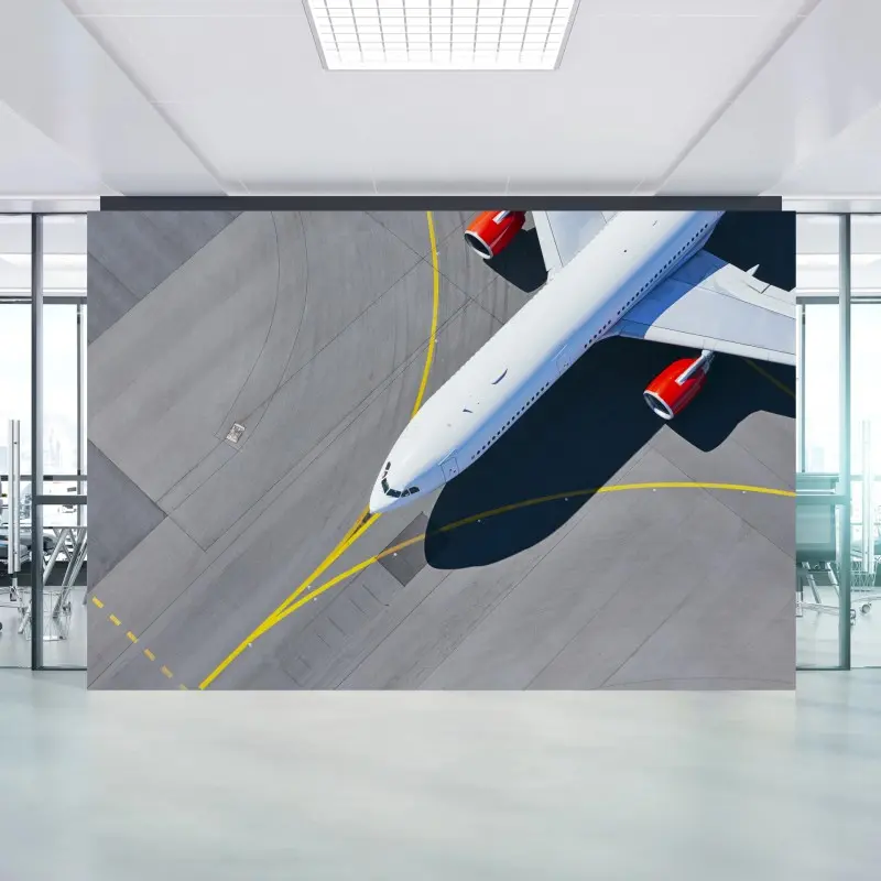 Fototapete luftaufnahme eines flugzeugs auf dem rollfeld