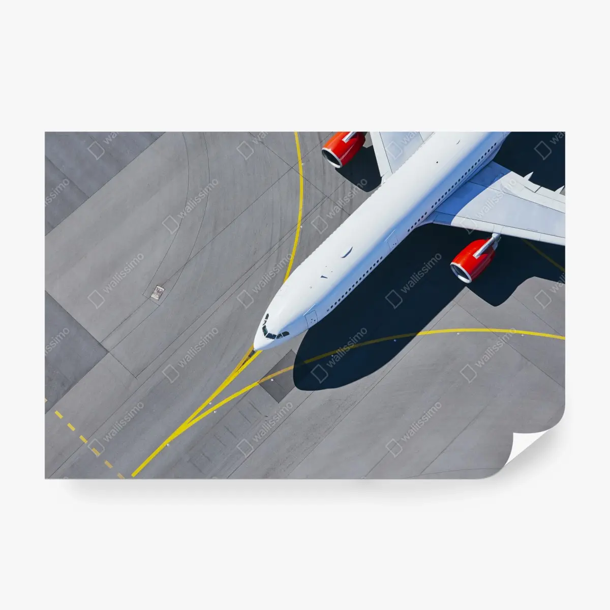 Fototapete luftaufnahme eines flugzeugs auf dem rollfeld – Pixers®