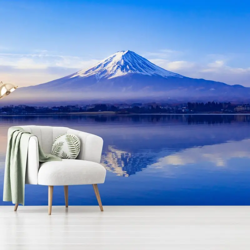 Fototapete Mount Fuji morgendliche reflexion über ruhigem see