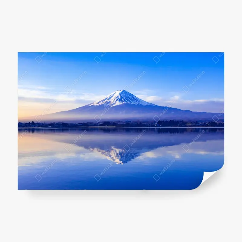 Fototapete Mount Fuji morgendliche reflexion über ruhigem see
