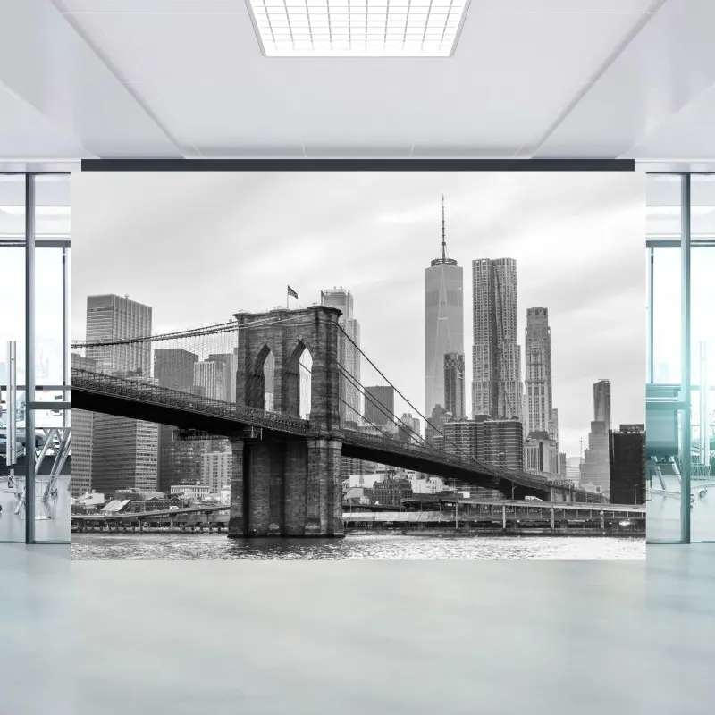 Fototapete Brooklyn Bridge und New York skyline in graustufen