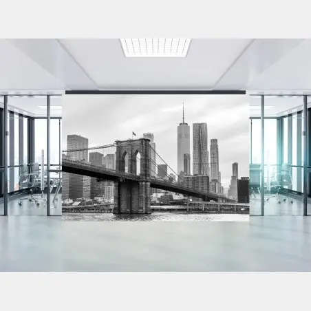 Fototapete Brooklyn Bridge und New York skyline in graustufen – Pixers®