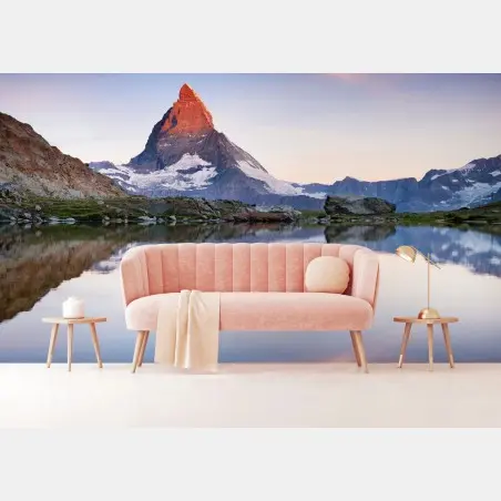 Fototapete Matterhorn bei sonnenaufgang über dem alpensee – Pixers®
