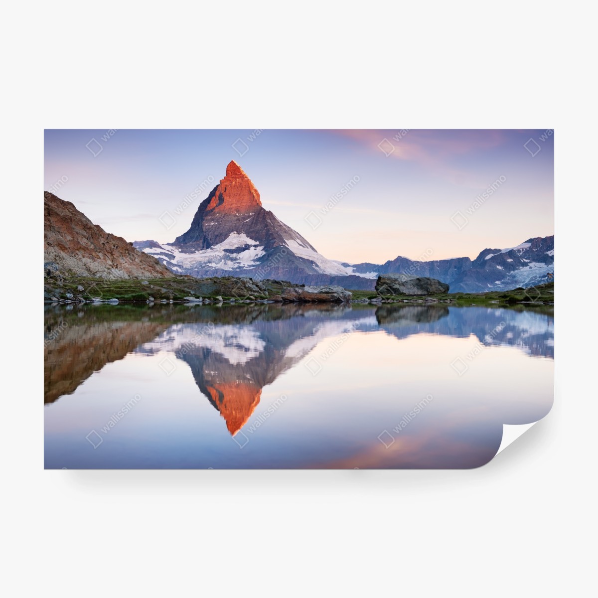 Fototapete Matterhorn bei sonnenaufgang über dem alpensee – Pixers®