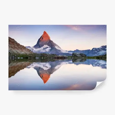 Fototapete Matterhorn bei sonnenaufgang über dem alpensee – Pixers®
