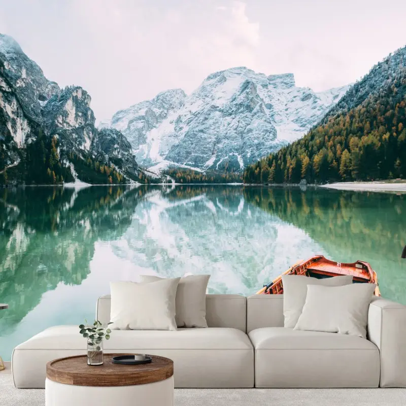 Fototapete ruhige spiegelungen am Pragser Wildsee
