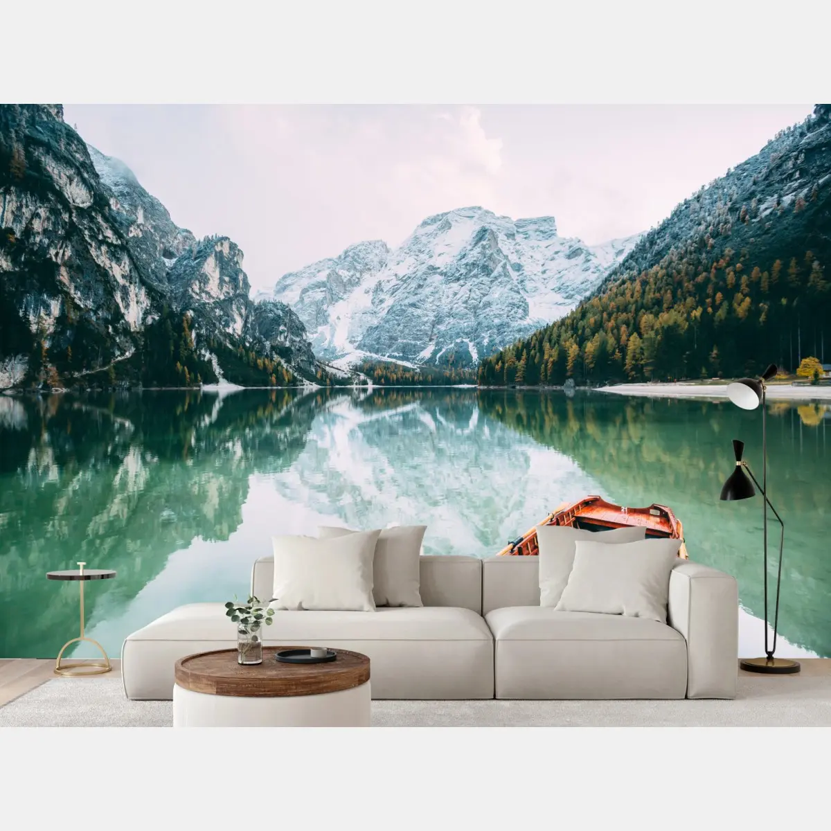 Fototapete ruhige spiegelungen am Pragser Wildsee – Pixers®