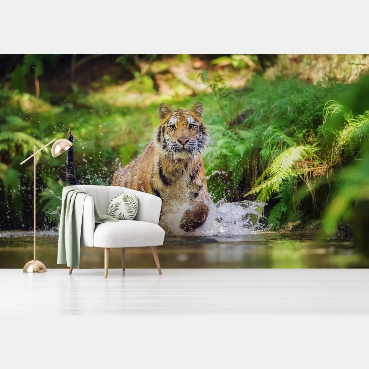 Fototapete majestätischer tiger im waldbach – Pixers®
