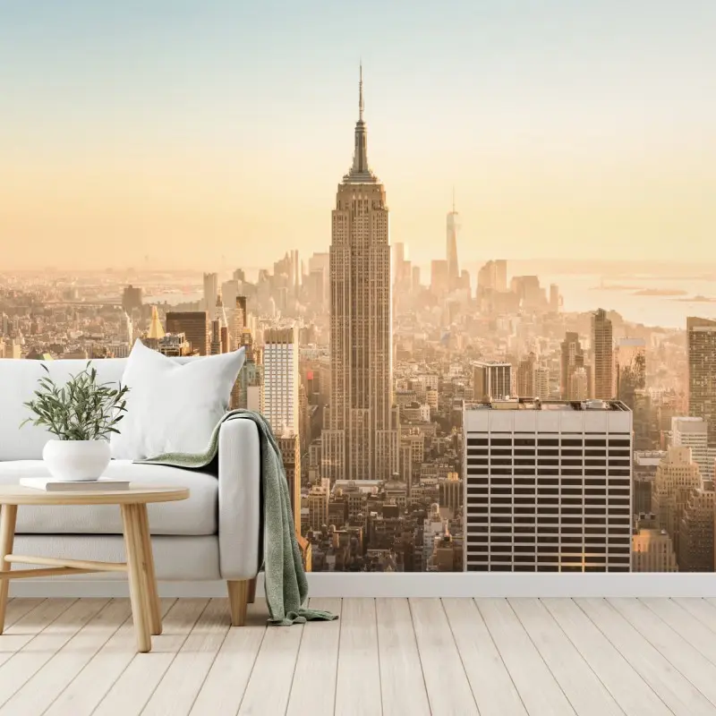 Fototapete New York skyline im goldenen licht