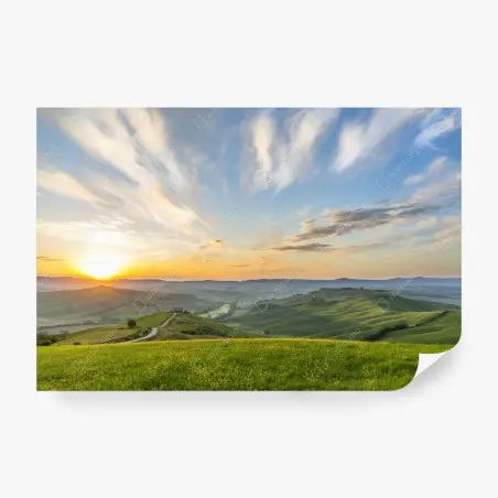 Fototapete sonnenaufgang über einer wiese in Italien – Pixers®