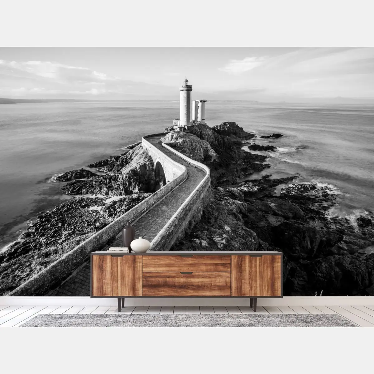 Fototapete leuchtturm auf felsiger küste – Pixers®