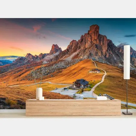 Fototapete sonnenuntergang über Passo Giau, Dolomiten – Pixers®