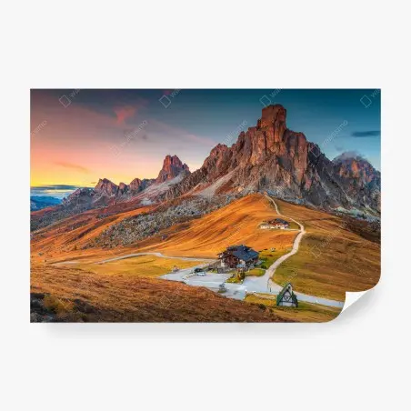 Fototapete sonnenuntergang über Passo Giau, Dolomiten – Pixers®
