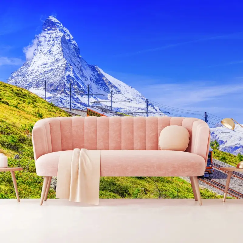 Fototapete Gornergrat zug vor dem Matterhorn