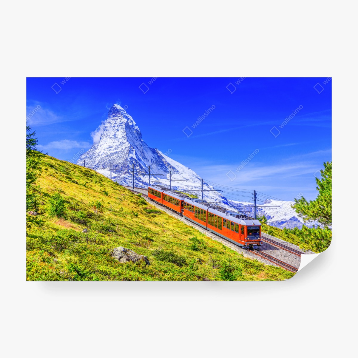 Fototapete Gornergrat zug vor dem Matterhorn – Pixers®