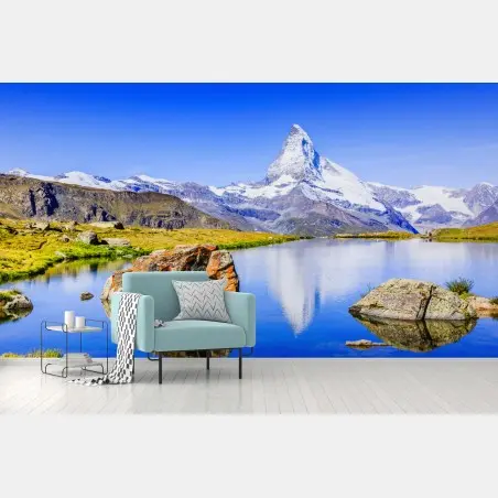 Fototapete Matterhorn spiegelung am Stellisee, Zermatt – Pixers®