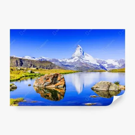 Fototapete Matterhorn spiegelung am Stellisee, Zermatt – Pixers®