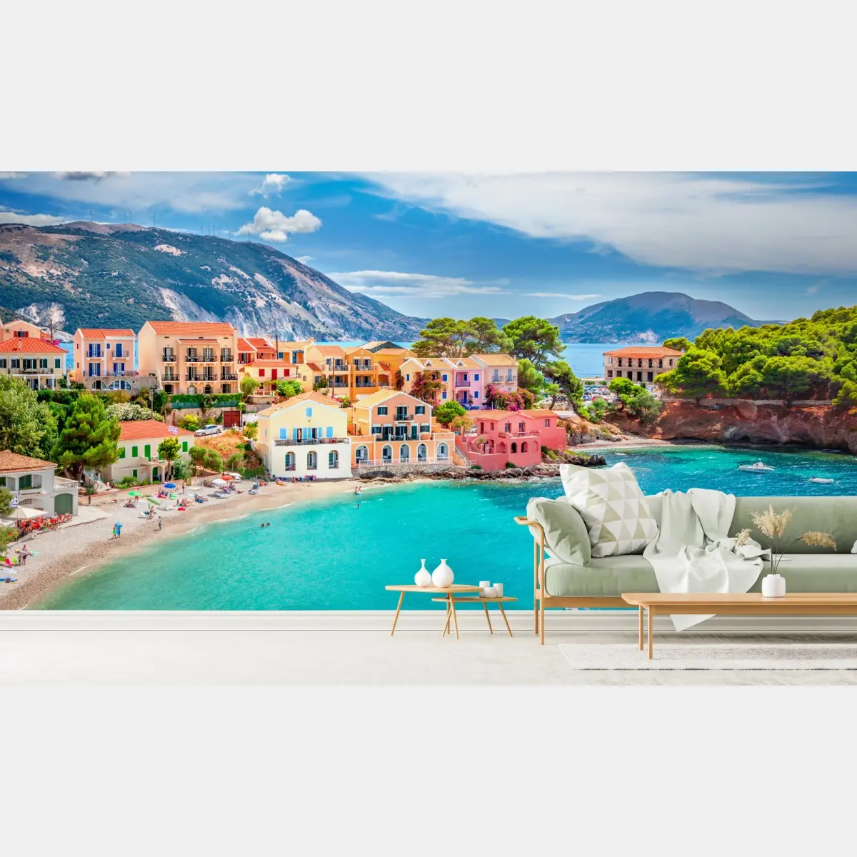 Fototapete Assos küstenblick, Kefalonia – Pixers®