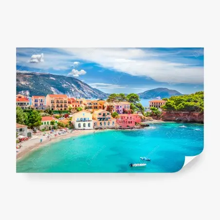Fototapete Assos küstenblick, Kefalonia – Pixers®