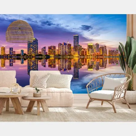 Fototapete Miami skyline gespiegelt in Biscayne Bay – Pixers®