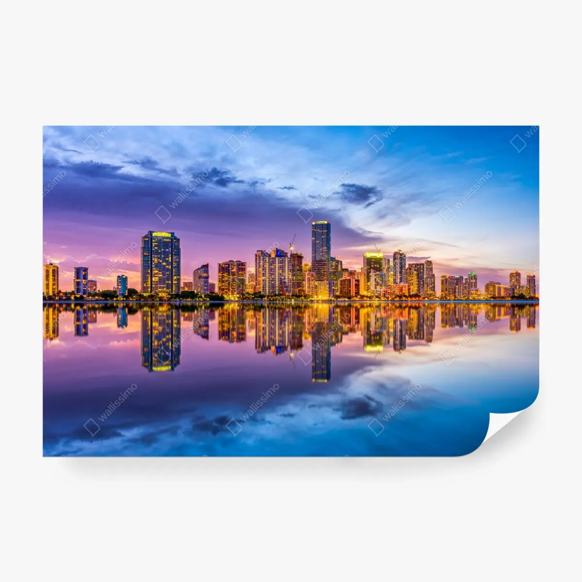 Fototapete Miami skyline gespiegelt in Biscayne Bay – Pixers®
