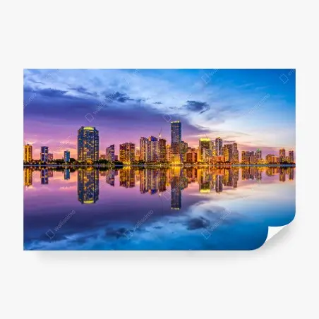 Fototapete Miami skyline gespiegelt in Biscayne Bay – Pixers®