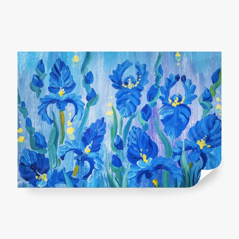 Fototapete lebendiger blauer iris-bund