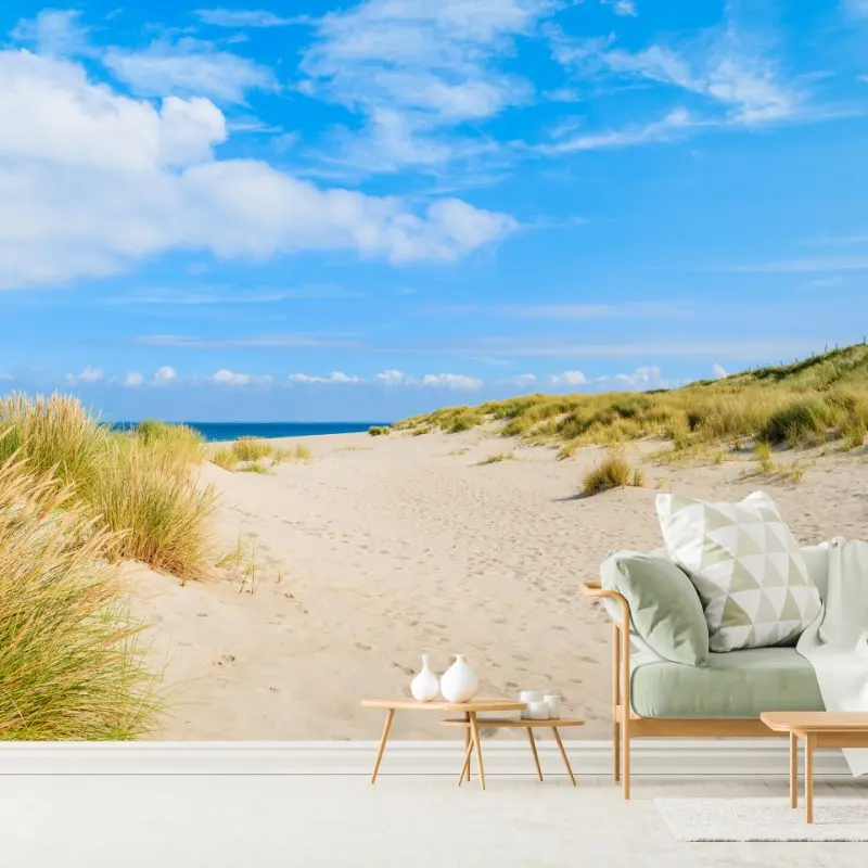 Fototapete ruhige dünen Sylt mit leuchtturm