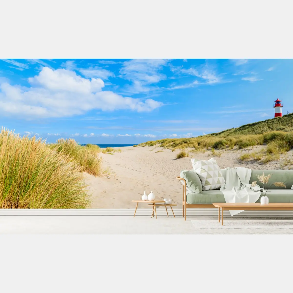 Fototapete ruhige dünen Sylt mit leuchtturm – Pixers®