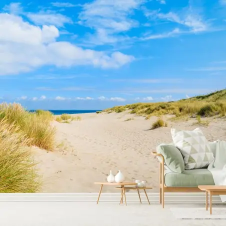 Fototapete ruhige dünen Sylt mit leuchtturm