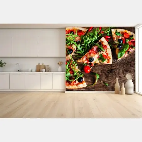 Fototapete heiße pepperoni-pizza nahaufnahme – Pixers®