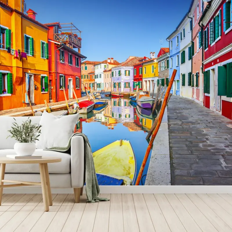Fototapete bunte kanalhäuser in Burano