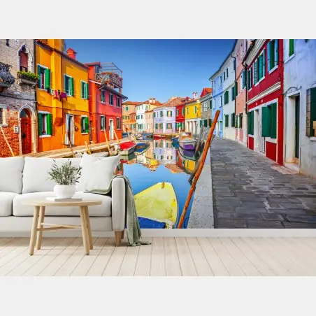 Fototapete bunte kanalhäuser in Burano – Pixers®