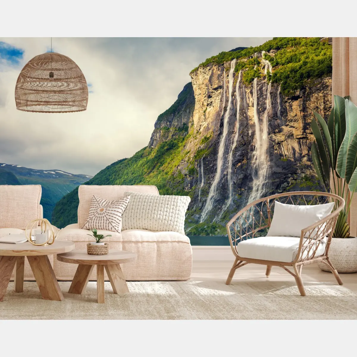 Fototapete wasserfälle an fjordklippen – Pixers®